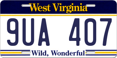 WV license plate 9UA407