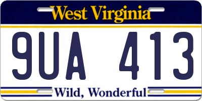 WV license plate 9UA413