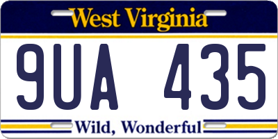 WV license plate 9UA435