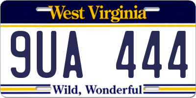 WV license plate 9UA444