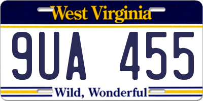 WV license plate 9UA455