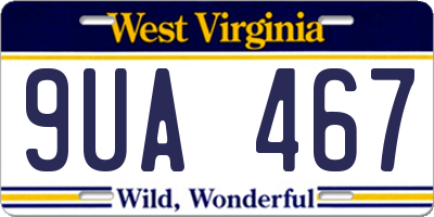 WV license plate 9UA467