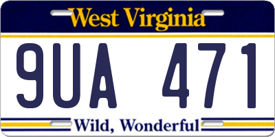 WV license plate 9UA471