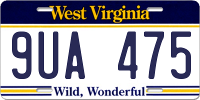 WV license plate 9UA475