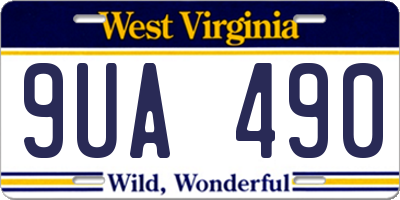 WV license plate 9UA490