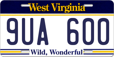 WV license plate 9UA600