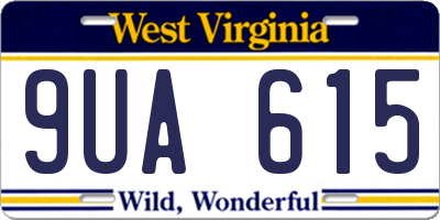 WV license plate 9UA615