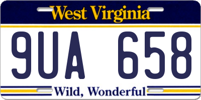 WV license plate 9UA658