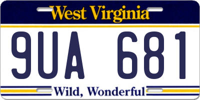WV license plate 9UA681