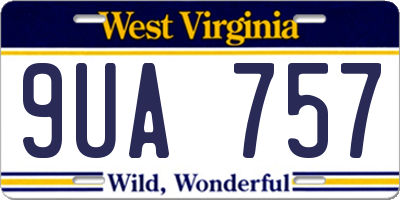 WV license plate 9UA757