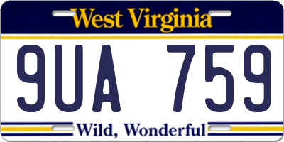 WV license plate 9UA759