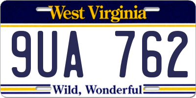 WV license plate 9UA762