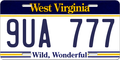 WV license plate 9UA777