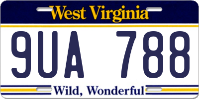 WV license plate 9UA788