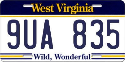 WV license plate 9UA835