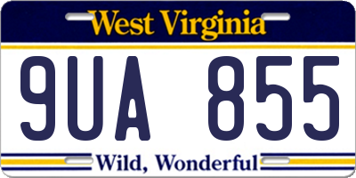 WV license plate 9UA855