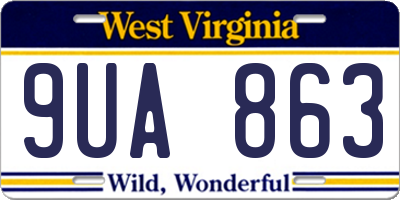 WV license plate 9UA863