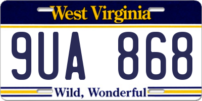 WV license plate 9UA868