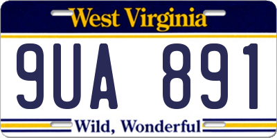 WV license plate 9UA891