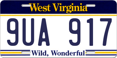 WV license plate 9UA917