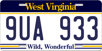 WV license plate 9UA933