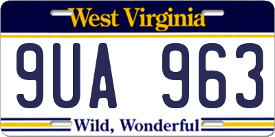 WV license plate 9UA963