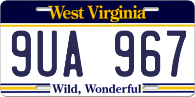 WV license plate 9UA967