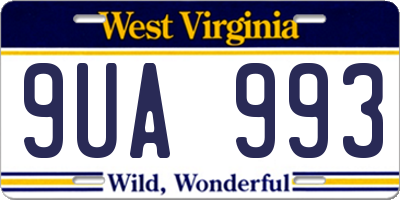 WV license plate 9UA993