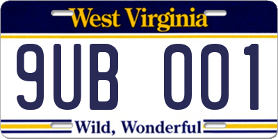 WV license plate 9UB001