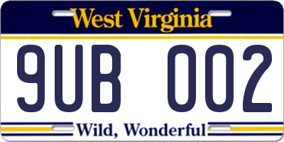 WV license plate 9UB002