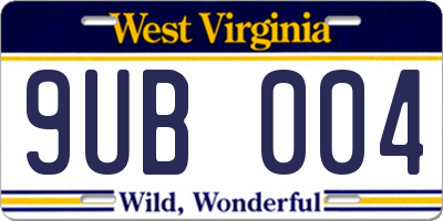 WV license plate 9UB004