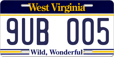 WV license plate 9UB005
