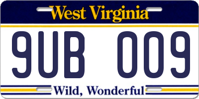 WV license plate 9UB009