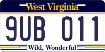 WV license plate 9UB011