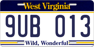 WV license plate 9UB013
