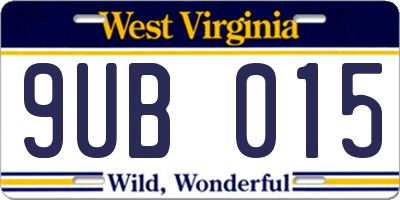 WV license plate 9UB015