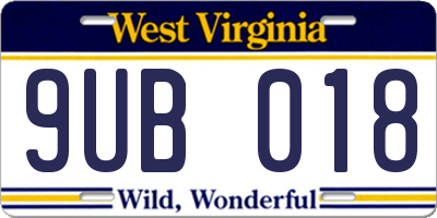 WV license plate 9UB018