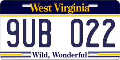 WV license plate 9UB022