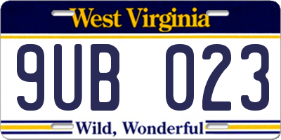 WV license plate 9UB023