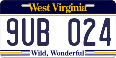 WV license plate 9UB024