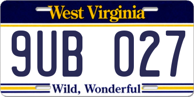 WV license plate 9UB027