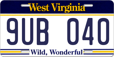 WV license plate 9UB040