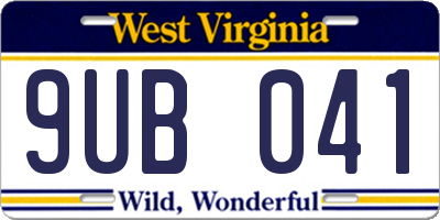 WV license plate 9UB041