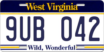 WV license plate 9UB042