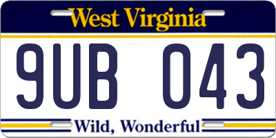 WV license plate 9UB043