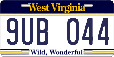 WV license plate 9UB044