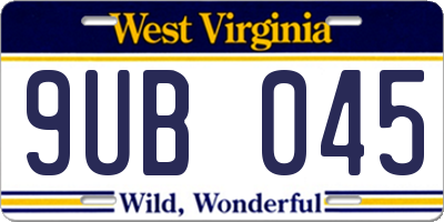 WV license plate 9UB045