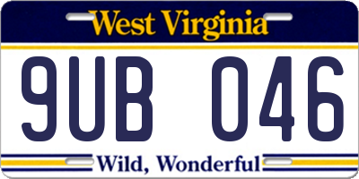 WV license plate 9UB046