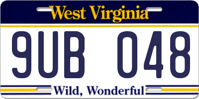 WV license plate 9UB048