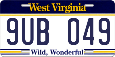 WV license plate 9UB049